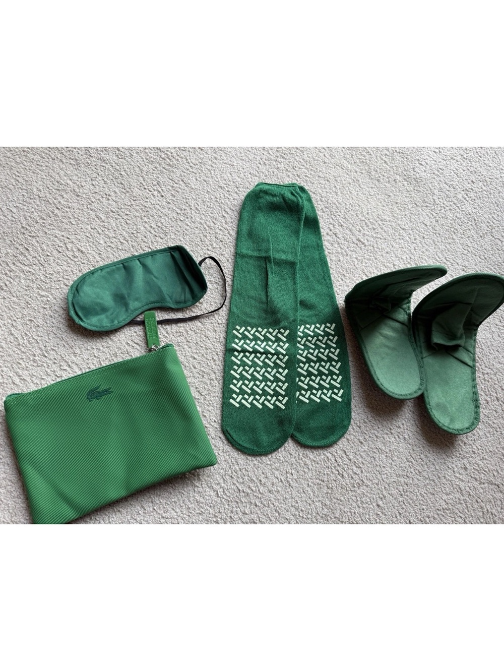 Lacoste Amenity Kit Turkish Airlines Travel Pouch Slippers Eye Mask Earplug Blue